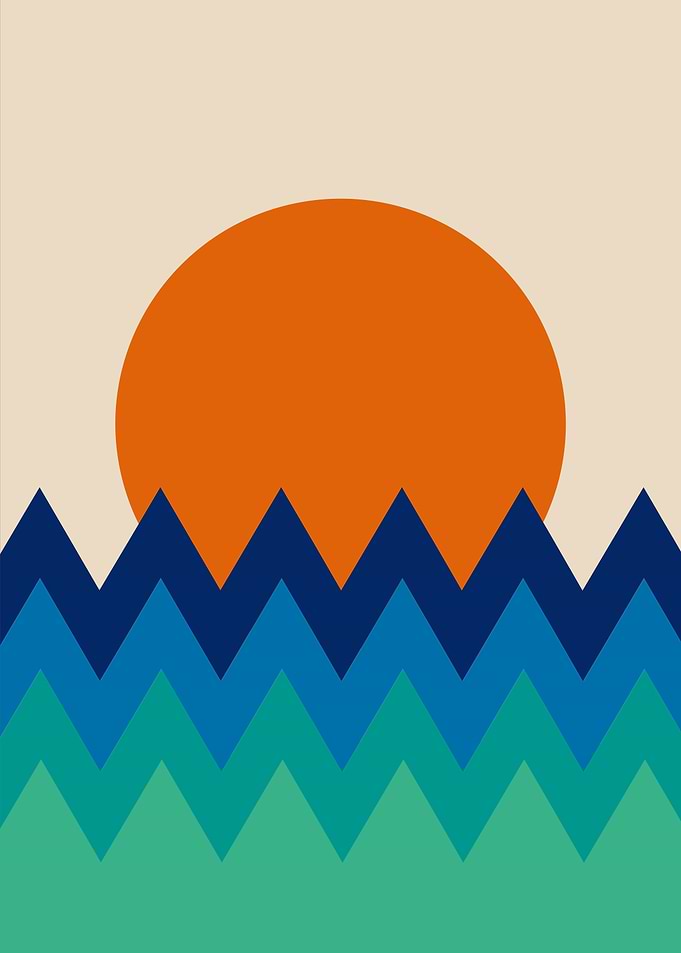 Abstract Sunset Over Wavy Sea