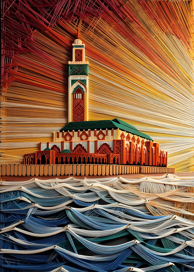 String Art Mosque and Ocean