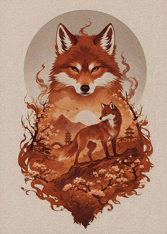 Japanese Fox Spirit Landscape