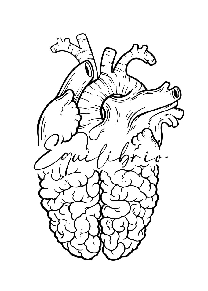 Heart and Brain with Text