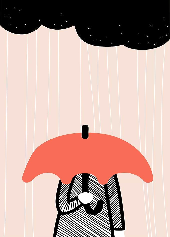 Person with Umbrella in Rain
