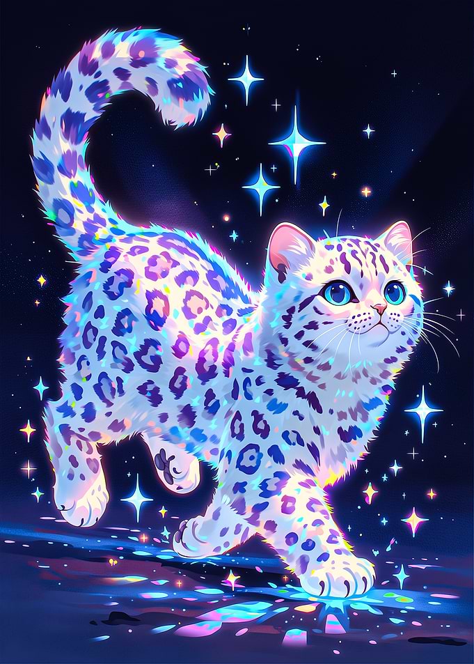 Magical Snow Leopard in Space