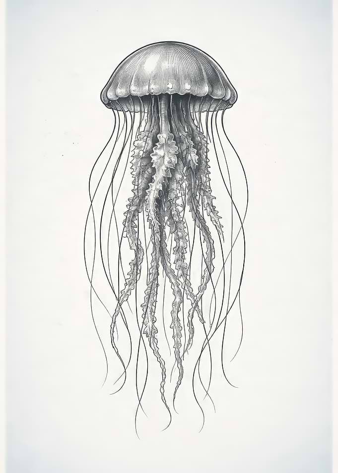 Pencil Sketch of a Jellyfish