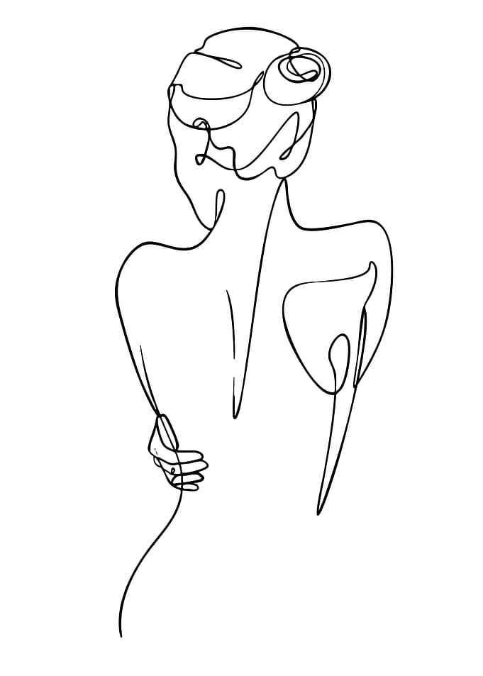Minimalist Line Art of Woman's Back