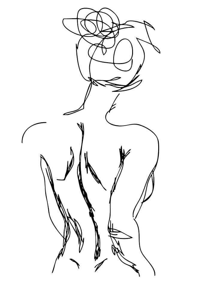 Abstract Line Art of a Woman's Back