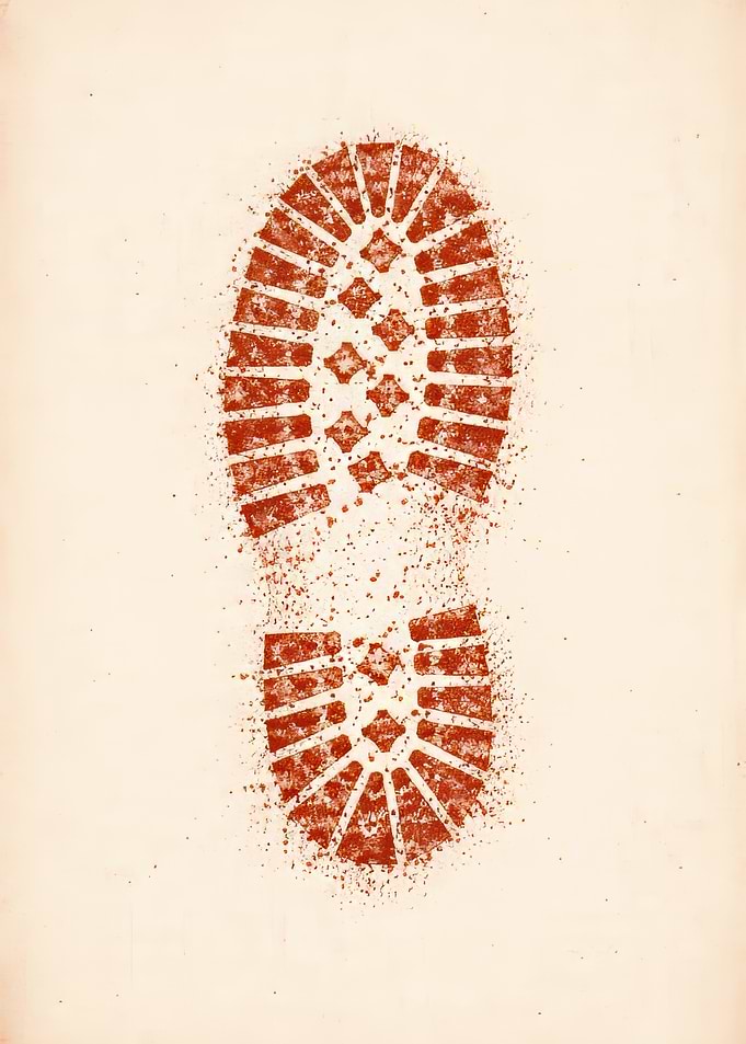 Red Boot Print with Splatter
