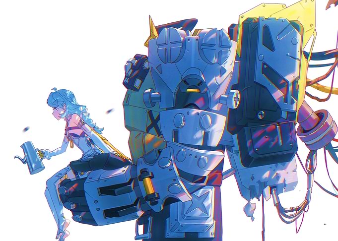 Anime Girl with Giant Robot