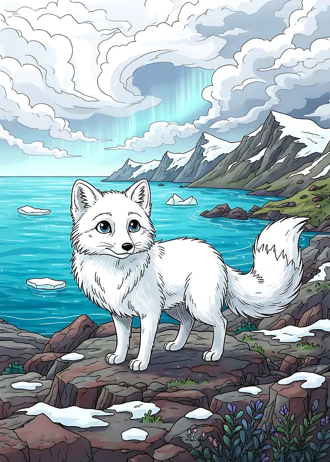 Arctic Fox in a Snowy Landscape