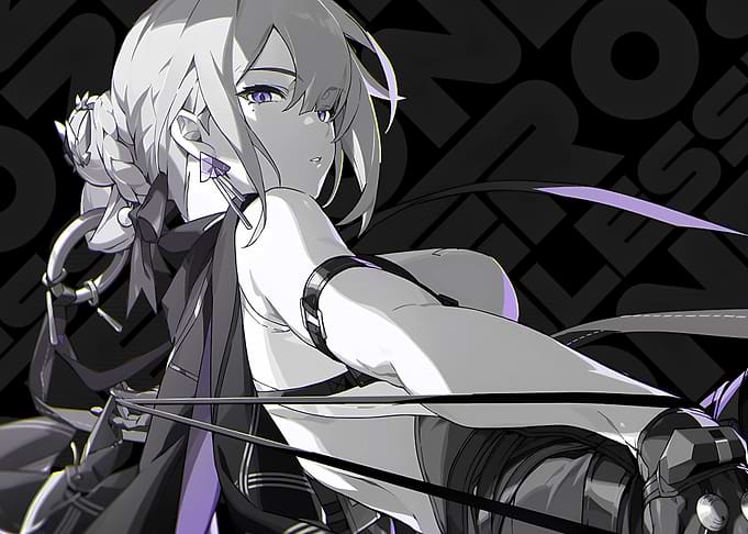 Anime Girl with Braided Hair and Purple Eyes