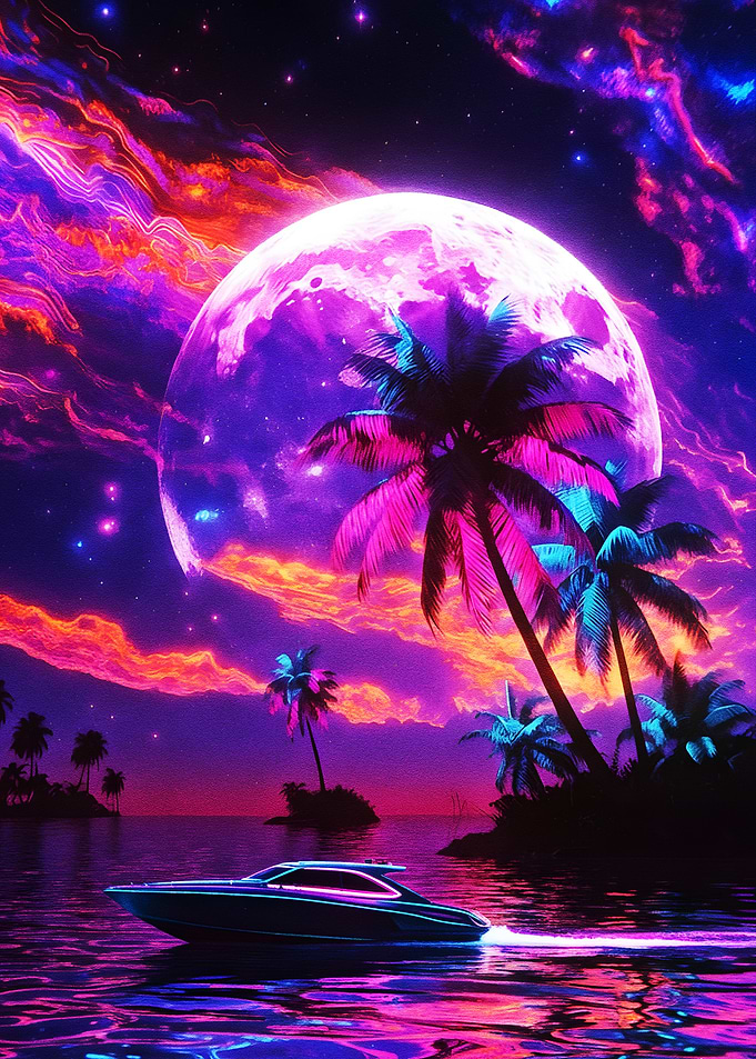 Neon Tropical Night Boat Ride