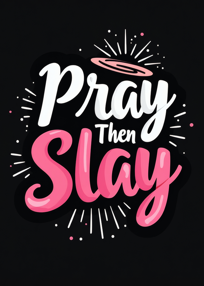 Pray Then Slay Text Art