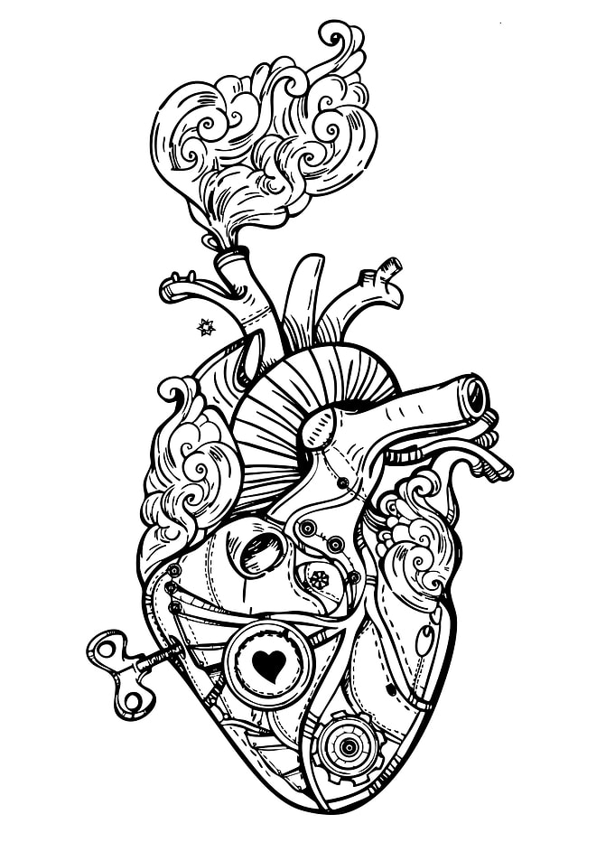 Steampunk Heart with Gears and Smoke