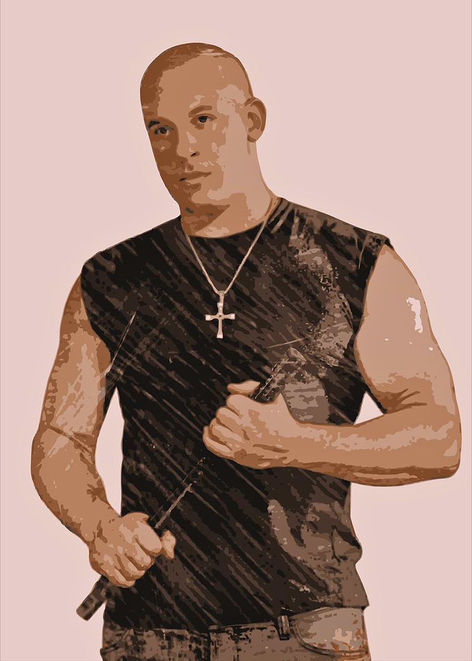 Vin Diesel with Cross Necklace