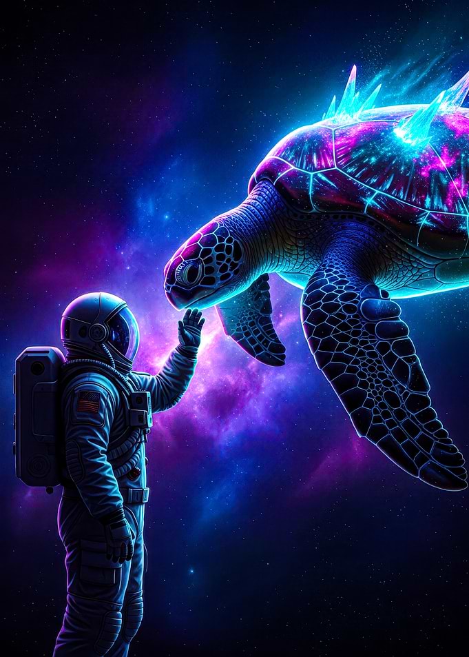 Astronaut and Cosmic Turtle