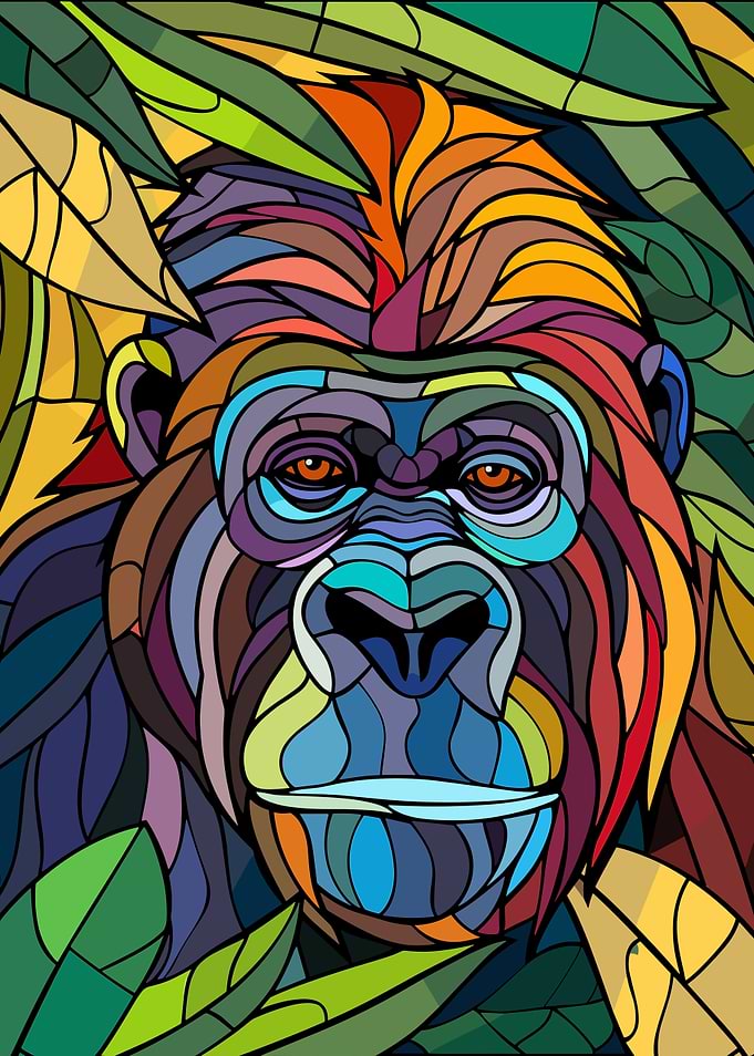 Colorful Gorilla Portrait