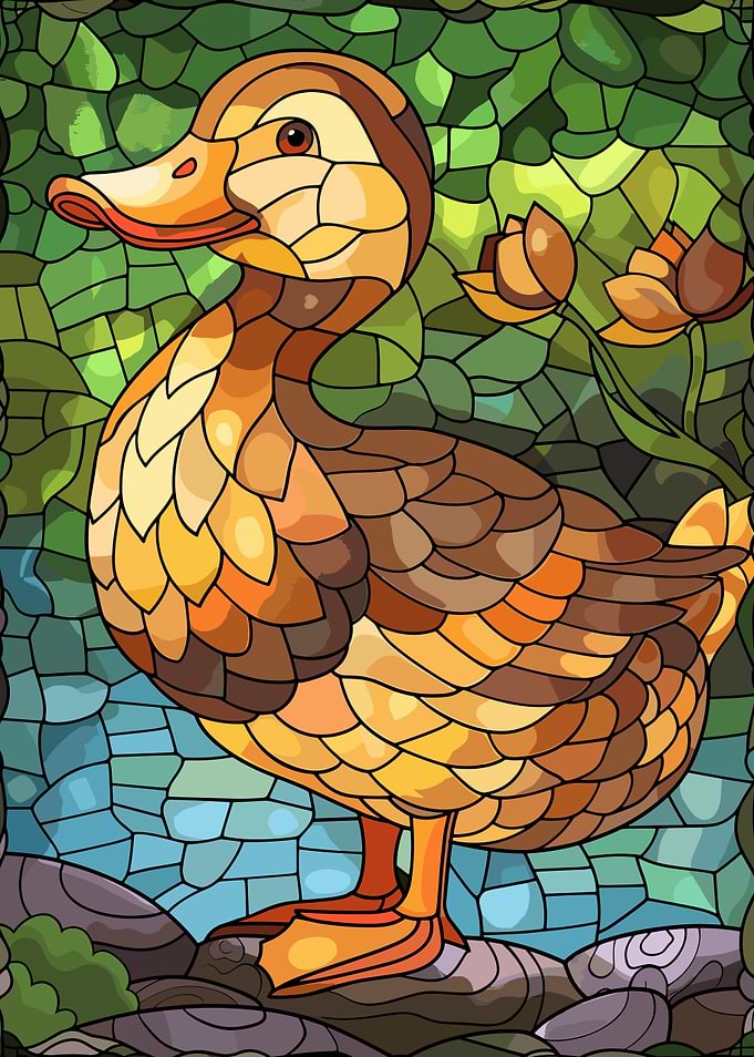 Stained Glass Duck in Nature