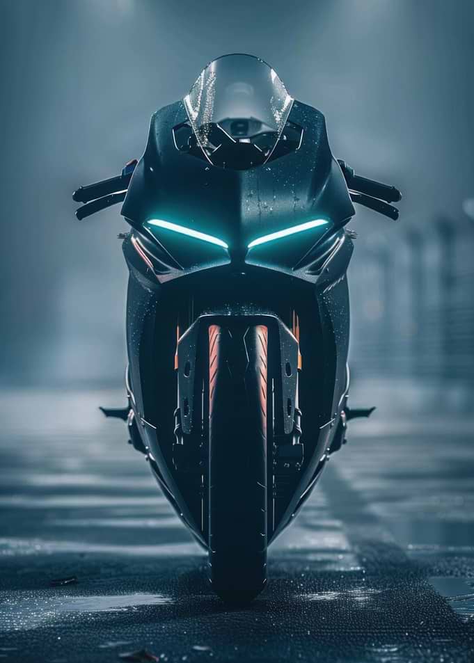Futuristic Motorcycle in Rain