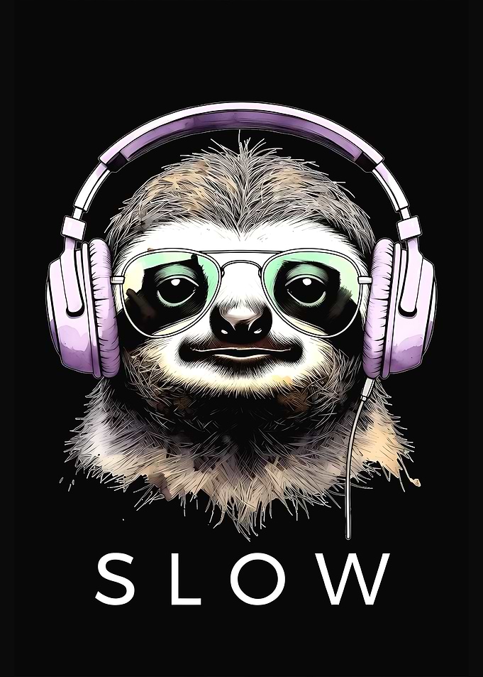 Sloth Wearing Headphones and Sunglasses