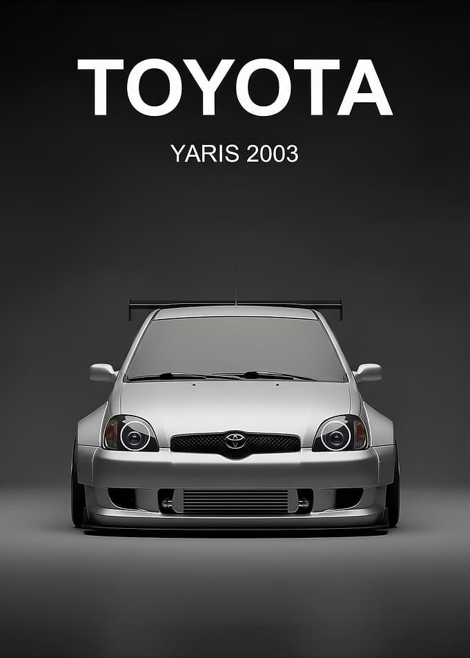 silver Toyota Yaris 2003 Custom poster