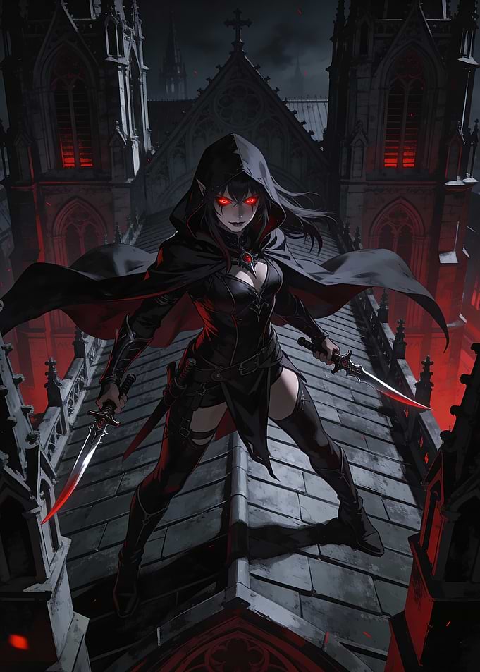 Dark Elf Assassin with Glowing Eyes