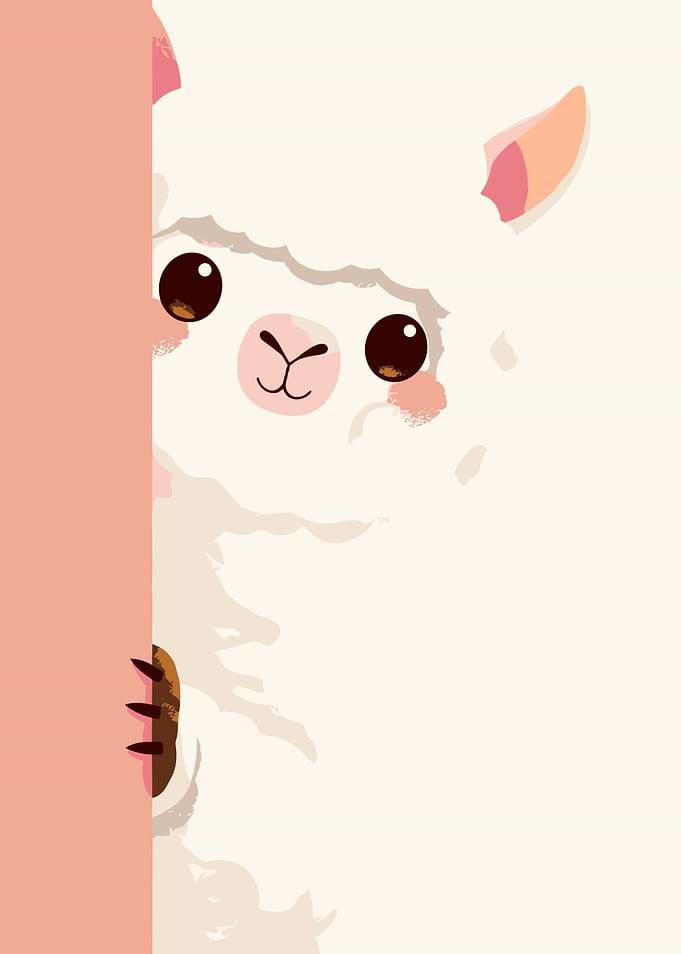 Cute Alpaca Peeking from Behind a Pink Panel