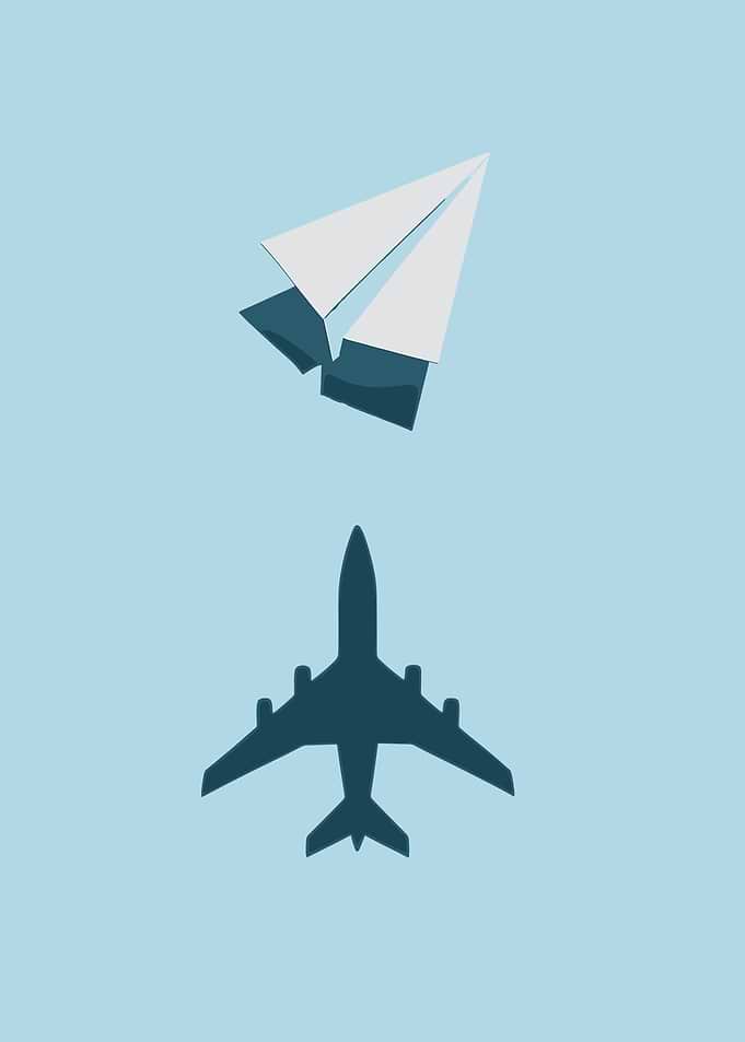 Paper Airplane and Jet Silhouette
