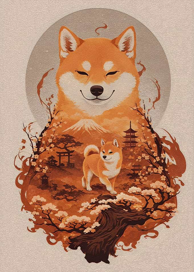 Shiba Inu in Japanese Landscape
