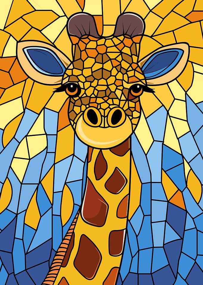Stained Glass Giraffe Portrait