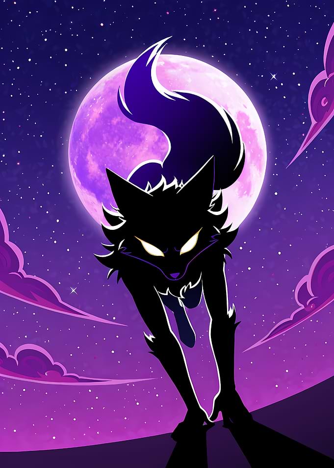 Black Cat Under Purple Moon