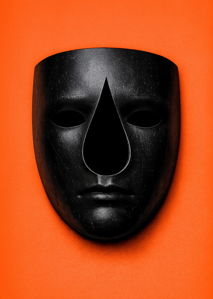 Black Mask with Tear Drop Cutout