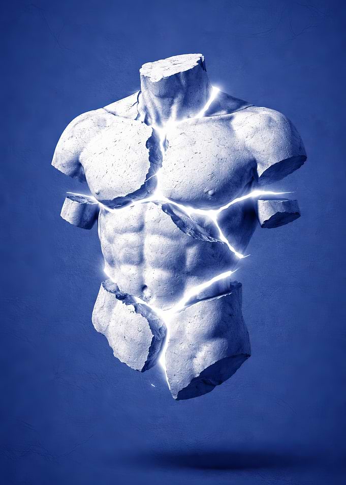 Cracked Marble Torso with Light