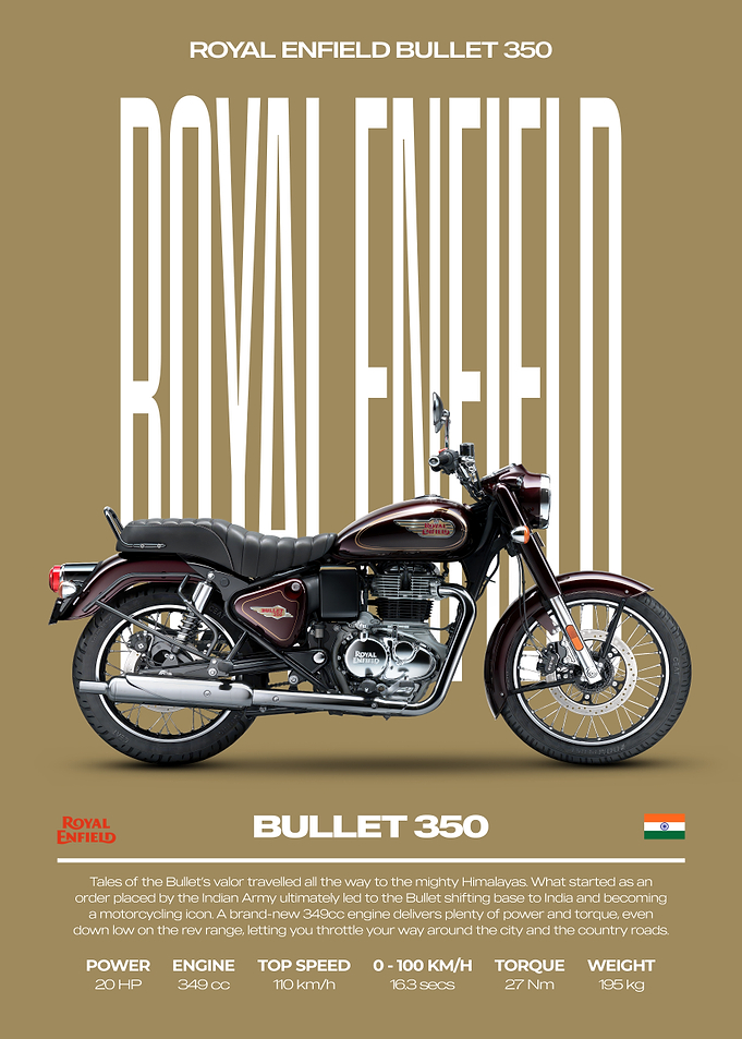 Royal Enfield Bullet 350 Motorcycle Poster