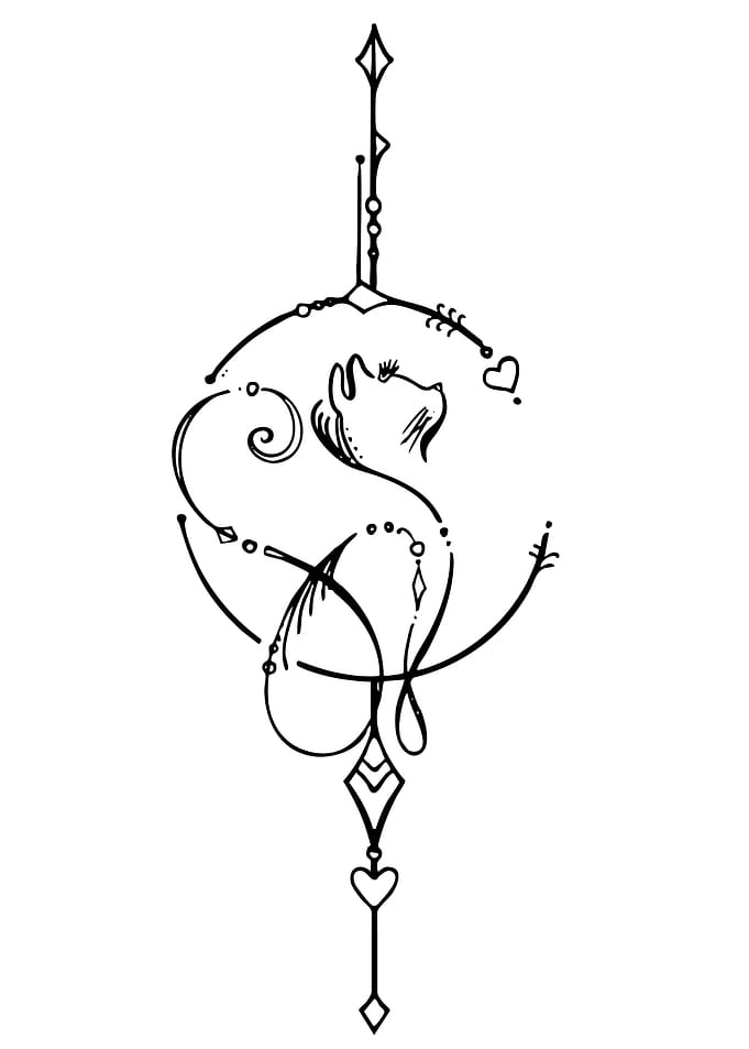 Minimalist Cat Tattoo Design