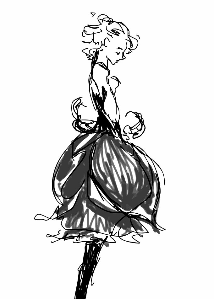 Sketch of a woman in a dress