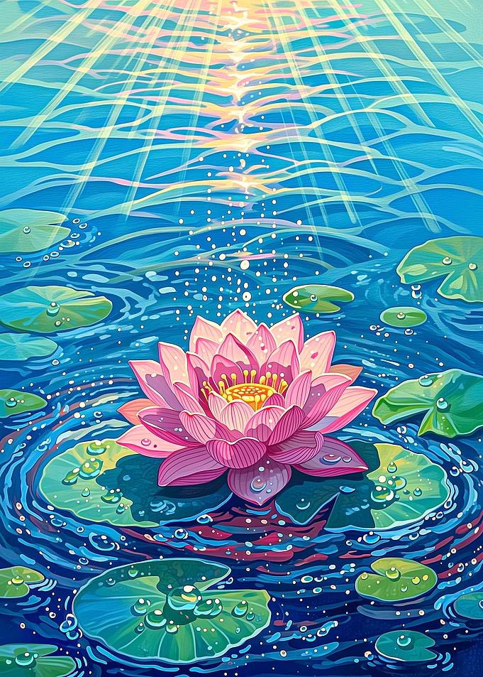 Pink Lotus Flower in Water