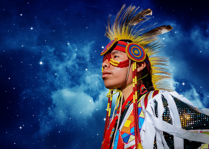 Native American Dancer in Starry Sky