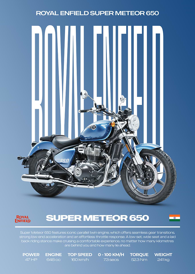 Royal Enfield Super Meteor 650 Motorcycle Poster
