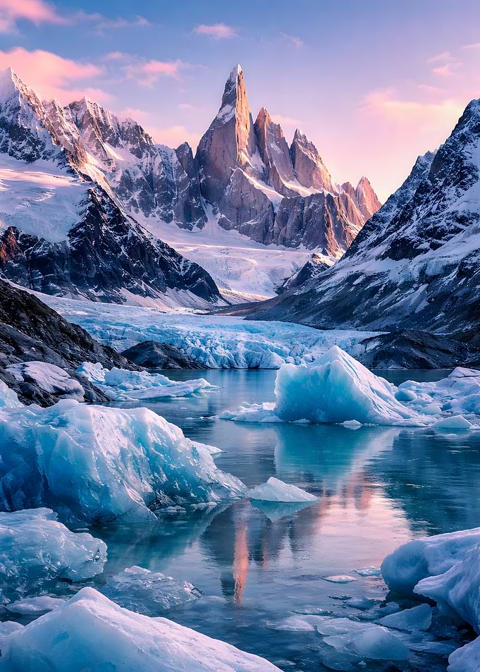 Majestic Mountain Glacier at Sunrise