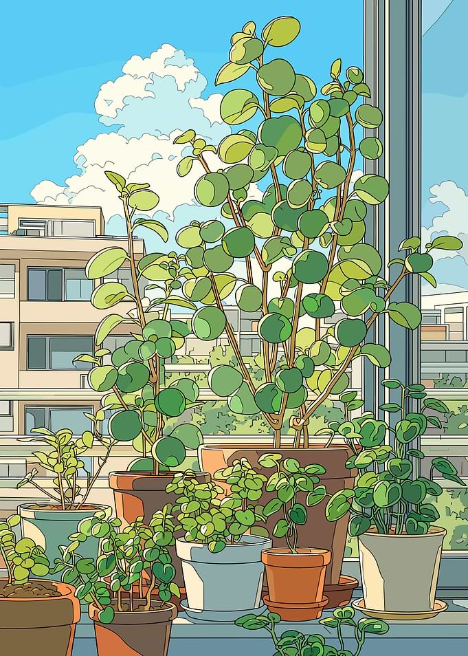 Potted plants on a windowsill