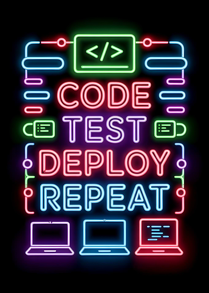 Code Test Deploy Repeat Neon Sign