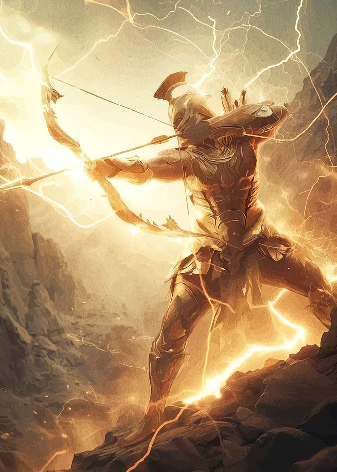 Warrior Archer in Lightning Storm