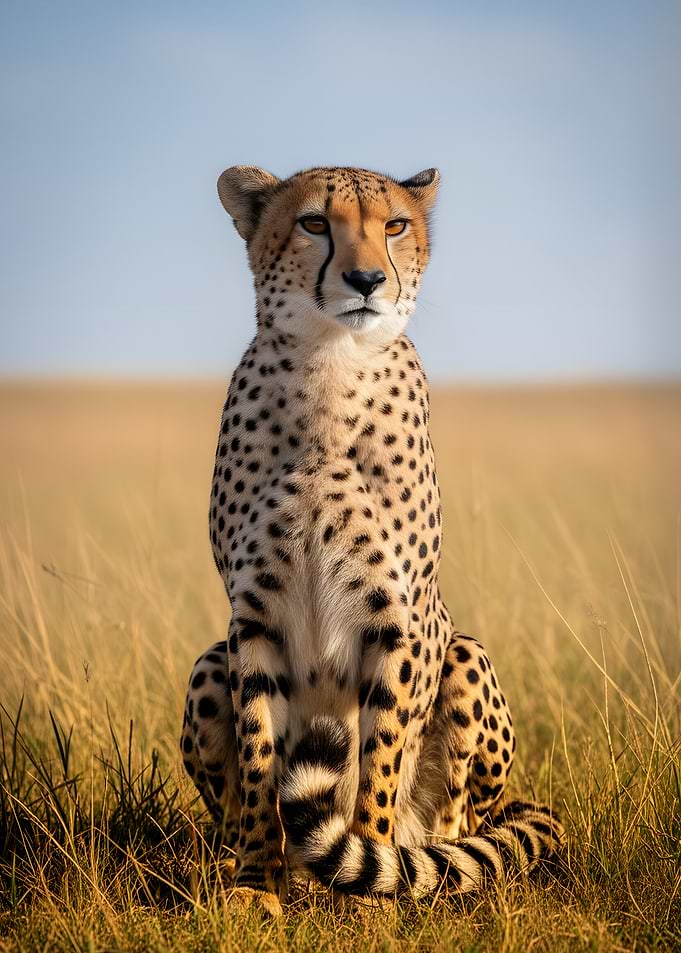 Cheetah sitting in tall grass