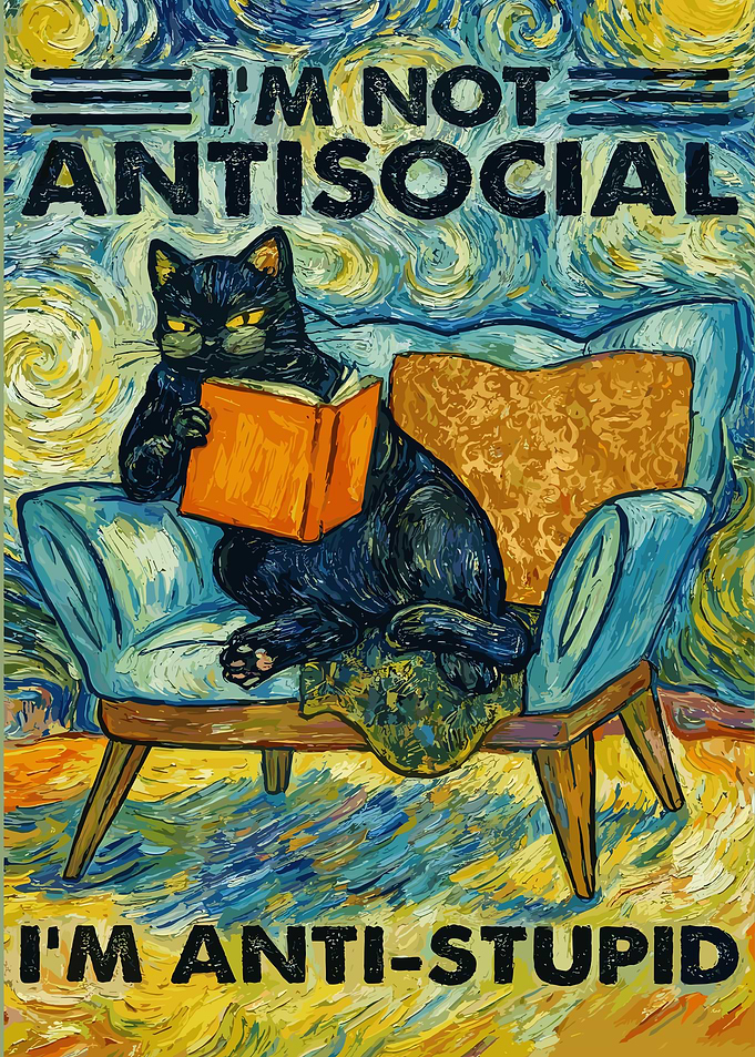Black Cat Reading Book 'I'm Anti-Stupid'
