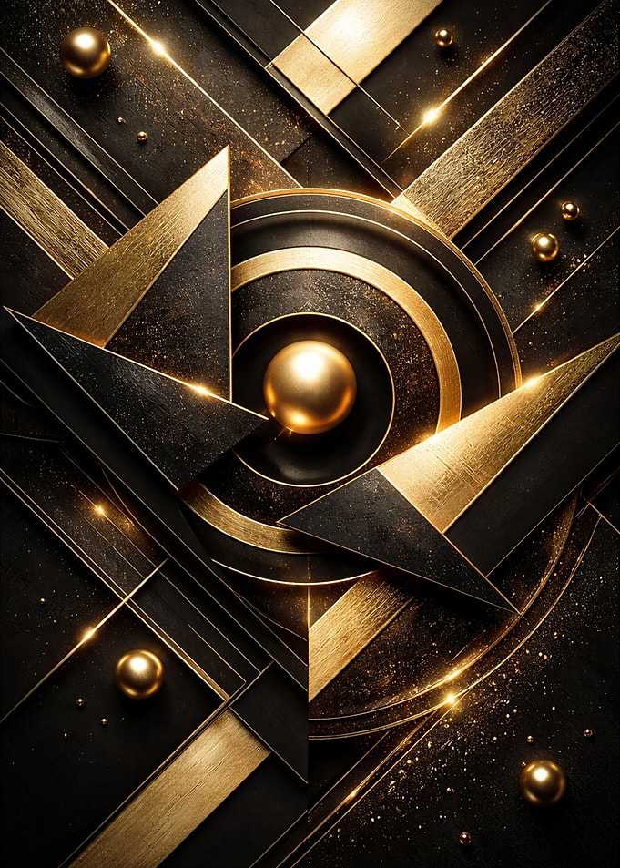 Art Deco Gold and Black Abstract