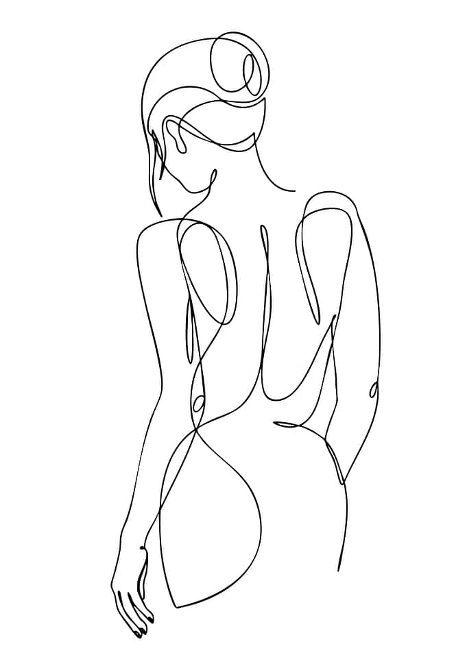 Minimalist Line Art of Woman's Back