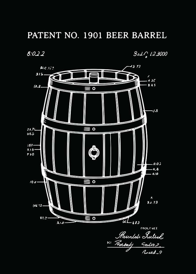 1901 Beer Barrel Patent Drawing