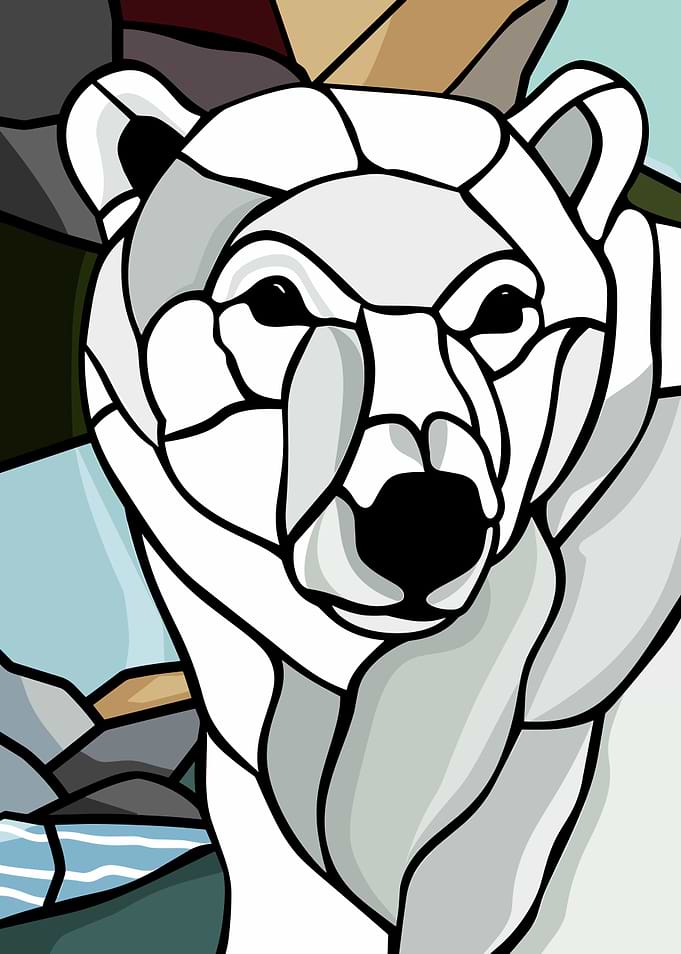 Polar Bear Stained Glass Art