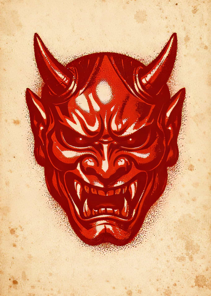 Red Oni Mask with Horns