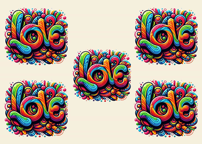 LOVE Bubble Art Text