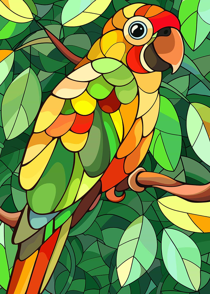 Colorful Parrot on a Branch